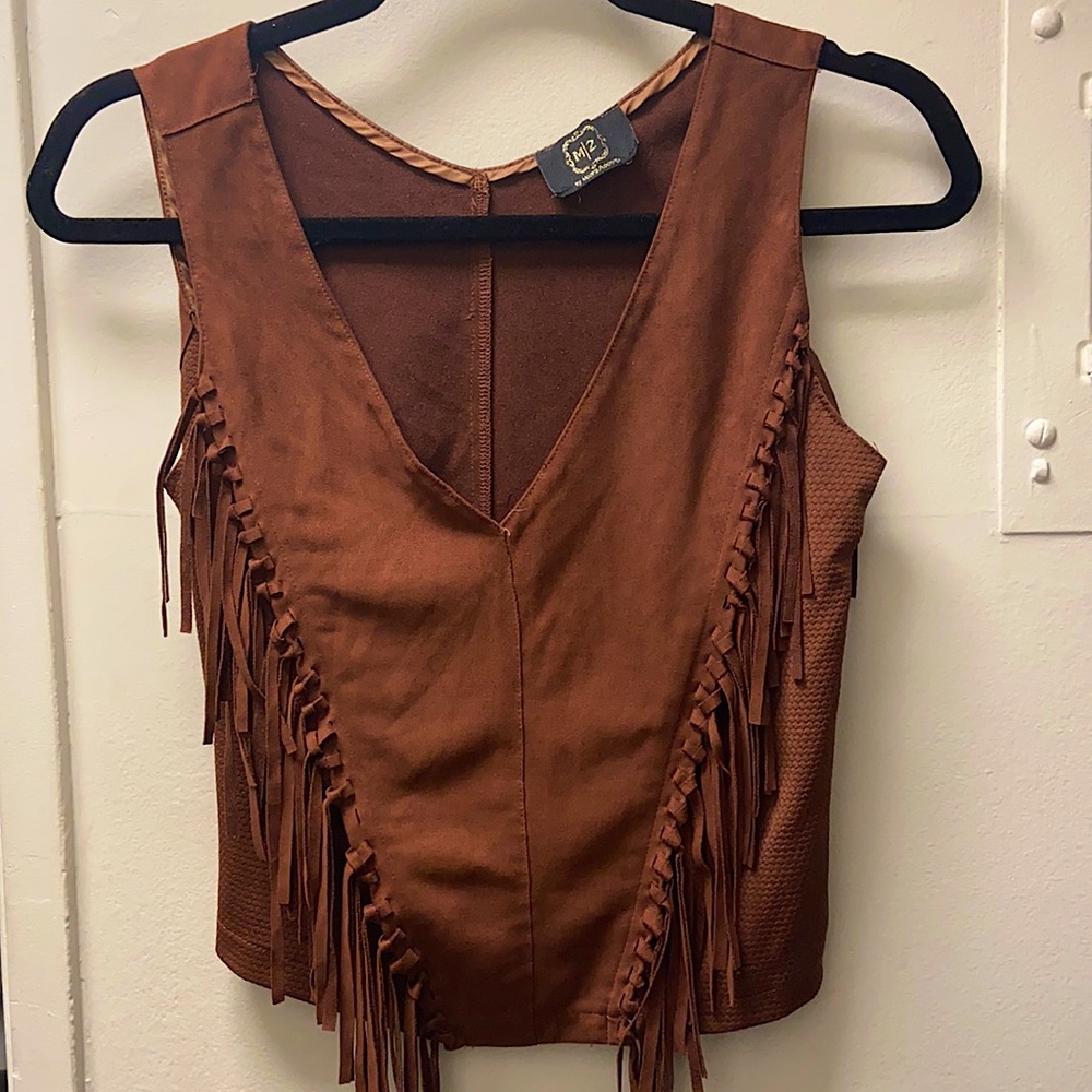 Suede Fringe Top